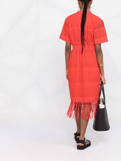 Shop Karl Lagerfeld Tassel-detail Short-sleeve Dress In Red