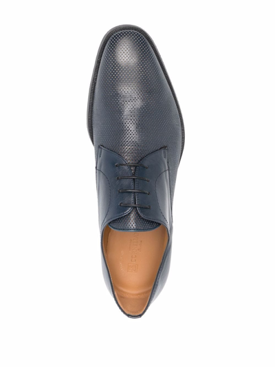 Shop Corneliani Perforated Leather Oxford Shoes In Blau