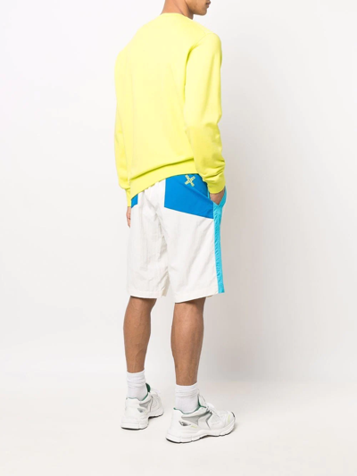 Shop Kenzo Colour-block Panel Shorts In Weiss