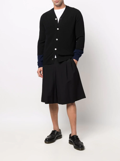 Shop Comme Des Garçons Shirt Two-tone Wool Cardigan In Schwarz