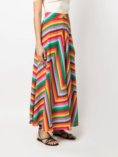 Shop Valentino High-waisted Striped Maxi Skirt In Rot