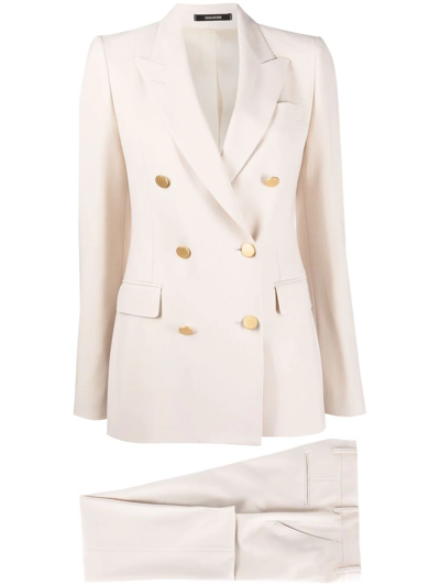 Shop Tagliatore Double-breasted Suit In Nude