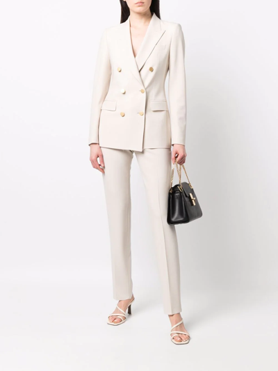 Shop Tagliatore Double-breasted Suit In Nude