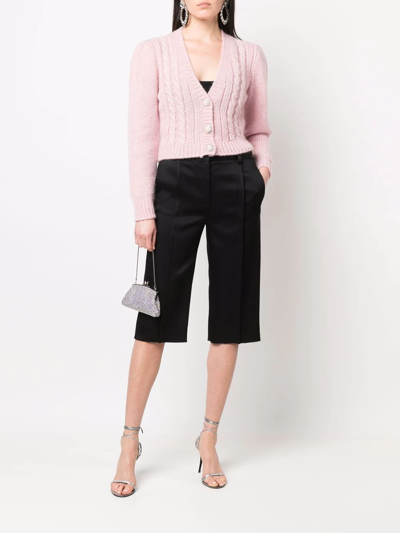 Shop Alessandra Rich Cropped V-neck Cardigan In Rosa