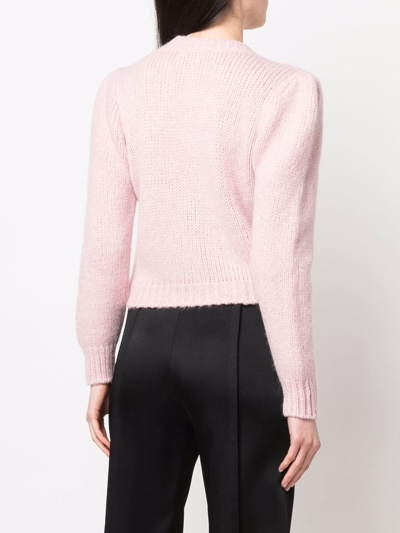 Shop Alessandra Rich Cropped V-neck Cardigan In Rosa