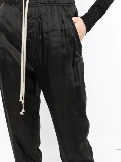 Shop Rick Owens Drawstring-waist Cropped Trousers In Schwarz
