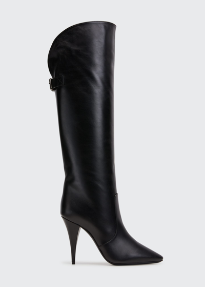 Shop Saint Laurent Harper Boots In Leather Black