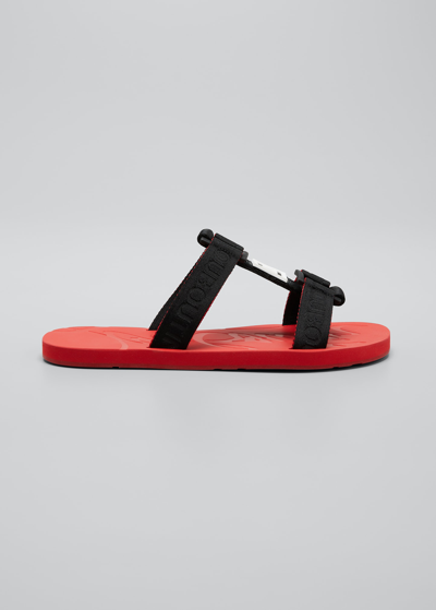 Shop Christian Louboutin Men's Leather Red-sole Strap Sandals In Black/loubi