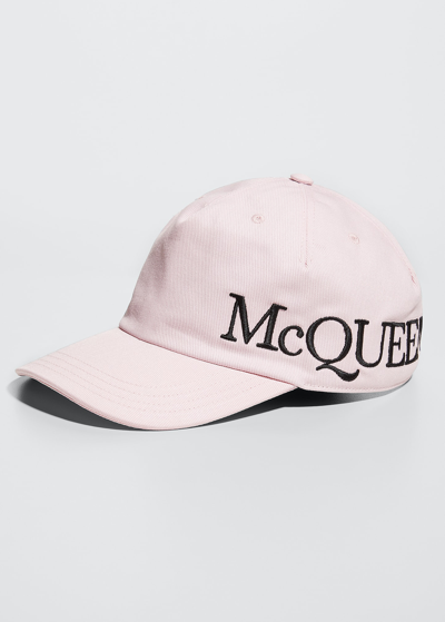 Shop Alexander Mcqueen Men's Oversized Logo Baseball Hat In Pink Black