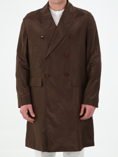 Shop Valentino Double-breasted Brown Coat