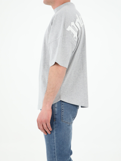 Shop Palm Angels Grey T-shirt With Logo