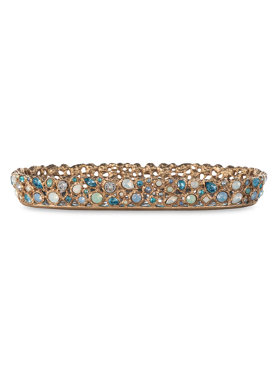 Shop Jay Strongwater Brocade Bejeweled Tray In Blue