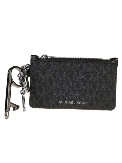 Shop Michael Kors Monogram Zip In Black