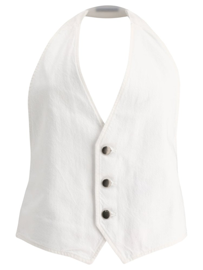 Shop Ann Demeulemeester Monique Micro Open Back Waistcoat In White