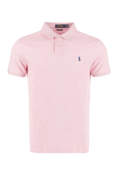 Shop Polo Ralph Lauren Logo Embroidered Polo Shirt In Pink