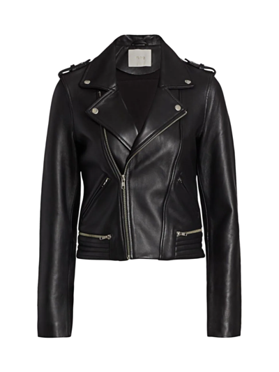 Shop Maje Women's Leather Moto Jacket In Black