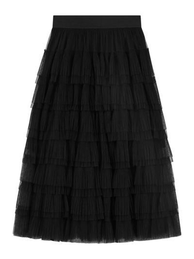 Shop Maje Women's Tulle Midi Skirt In Black