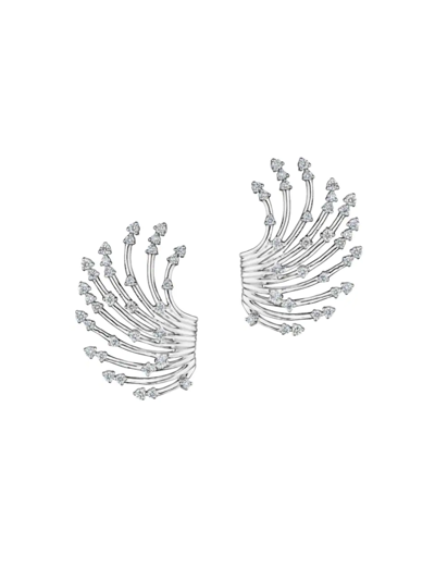 Shop Hueb Women's Luminus 18k White Gold & Diamond Fan Earrings