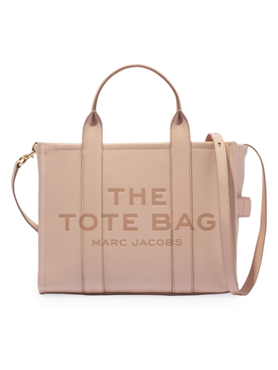 Shop Marc Jacobs Women's The Leather Medium Tote In Dusty Rose