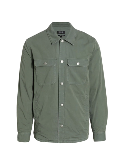 Shop Apc Alex Shirt Jacket In Khaki Military