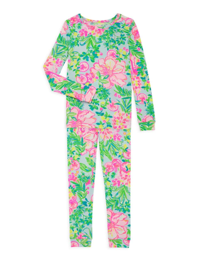 Shop Lilly Pulitzer Little Girl's & Girl's Sammy 2-piece Pajama Set In Neutral