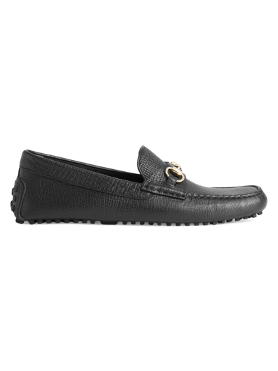 Shop Gucci Men's Ayrton Driver Loafers In Black