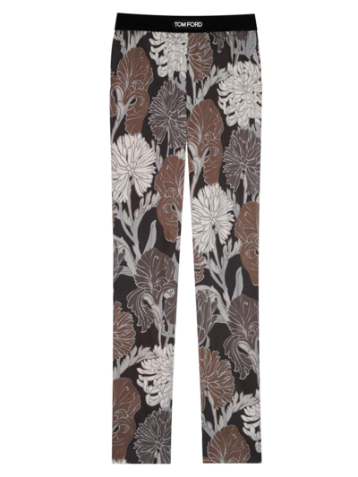 Shop Tom Ford Men's Acid Floral Silk Pajama Pants In Slate