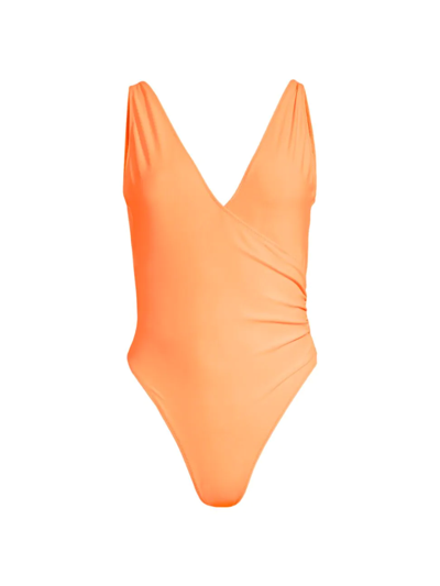 Shop Ramy Brook Women's Soren V-neck One-piece Swimsuit In Electric Orange