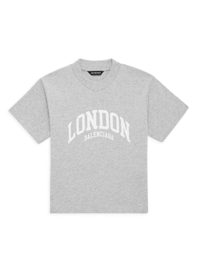 Shop Balenciaga Little Boy's & Boy's London T-shirt In Heather Grey