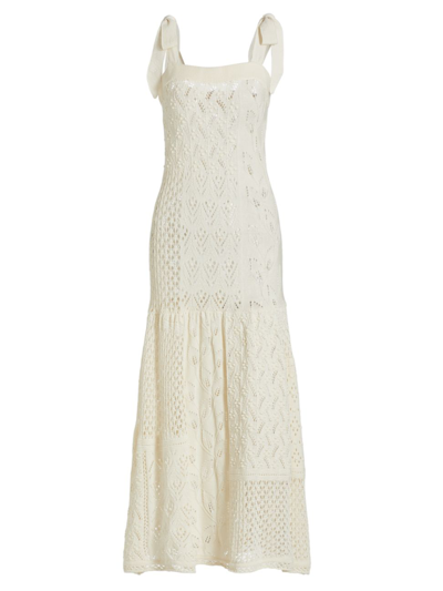 Shop Zimmermann Women's Anneke Patchwork Knit Maxi Dress In Cream