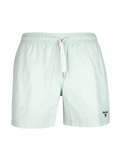 Shop Barbour Men's Essential 5-inch Logo Swim Shorts In Dusty Mint