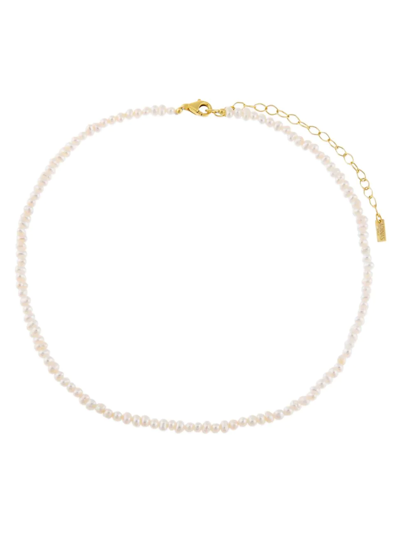Shop Adinas Jewels 14k-gold-plated & 2.5-3mm Freshwater Pearl Choker In Pearl White