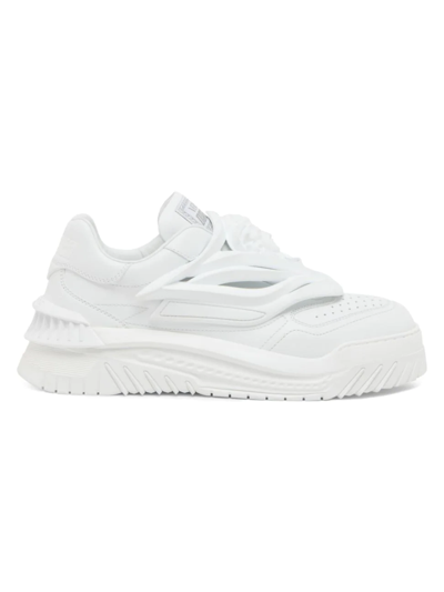 Shop Versace Women's Medusa Leather Low-top Sneakers In White