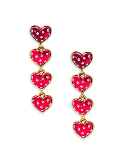 Shop Oscar De La Renta Women's Sweetheart 14k Gold-plated, Resin & Crystal Glass Earrings In Glitter