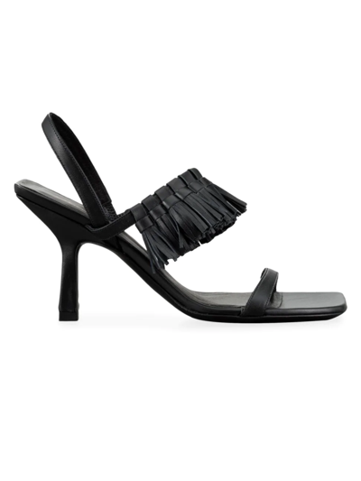 Shop Frame Women's Le Borrego Leather Slingback Sandals In Noir