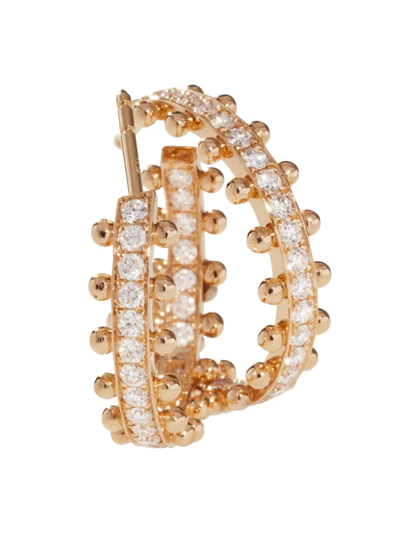 Shop Oscar Massin Women's Beaded 18k Yellow Gold & Latitude Lab-grown Diamond Medium Hoop Earrings
