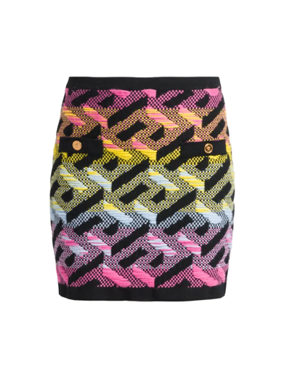 Shop Versace Women's Greca Signature Knit Skirt In Neutral