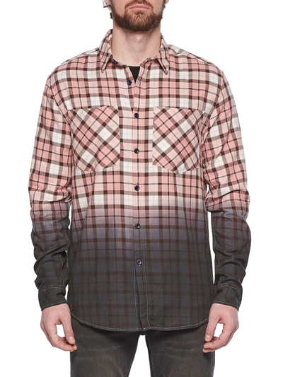 Shop Elevenparis Men's Ombré Plaid Button-front Shirt In Light Lilac Dip Dye Plaid