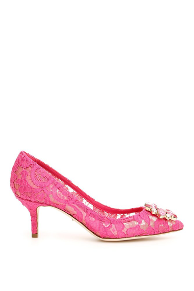 Shop Dolce & Gabbana Bellucci Lace Pumps In Pink