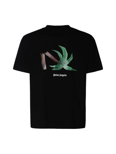 Shop Palm Angels T-shirt With Broken Palm Print In Black
