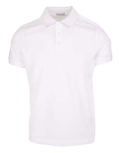 Shop Moncler Man White Polo Shirt With Print