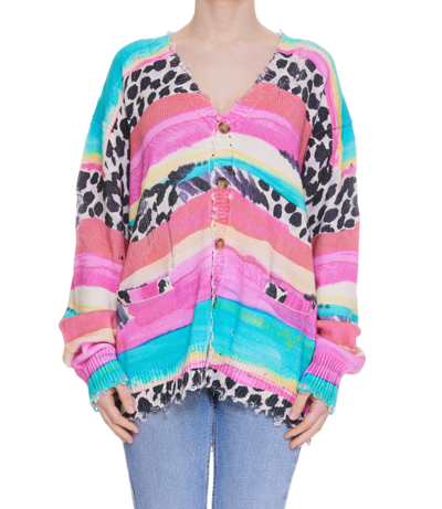 Shop R13 Distressed Edge Cardigan In Multicolor