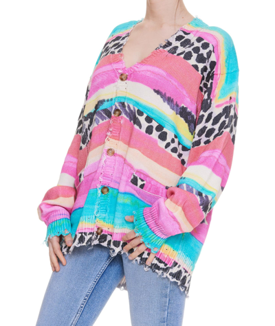 Shop R13 Distressed Edge Cardigan In Multicolor