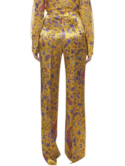Etro Floral-print Flared Trousers In Yellow