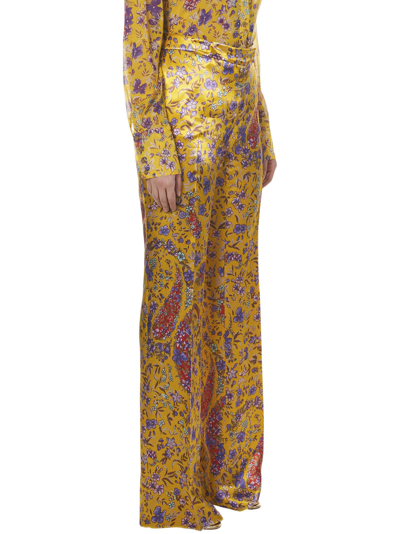 Etro Floral-print Flared Trousers In Yellow