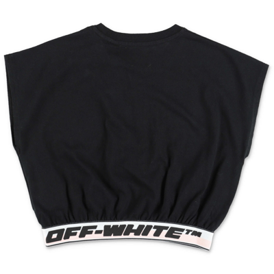 Shop Off-white Off White Top Nero In Jersey Di Cotone