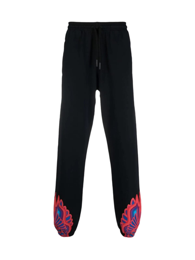Shop Marcelo Burlon County Of Milan Curves Wings Relax Sweatpants In Black Red