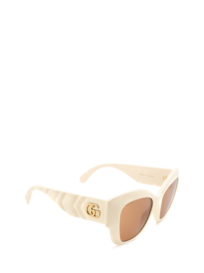 Shop Gucci Eyewear Gg0808s Ivory Sunglasses