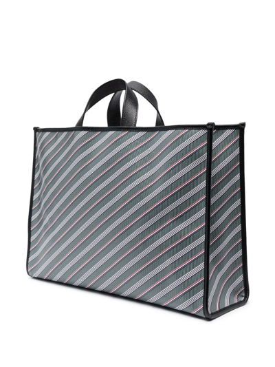 Thom Browne Monogram Coated Tote Bag In Grey