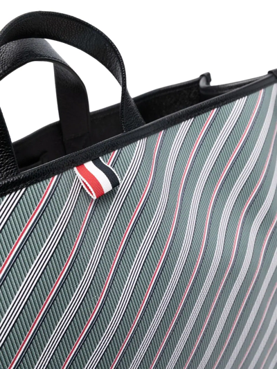 Thom Browne Monogram Coated Tote Bag In Grey